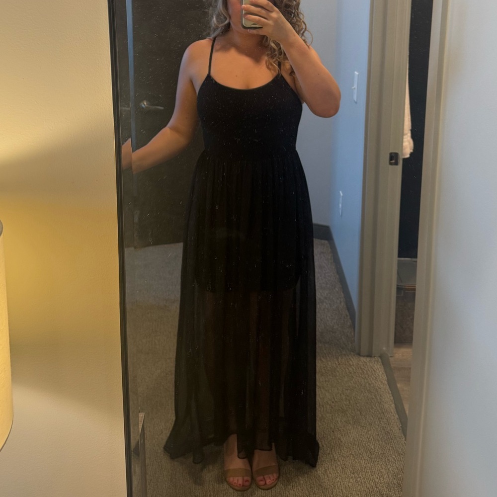 Alice + Olivia Black Sheer Maxi Dress